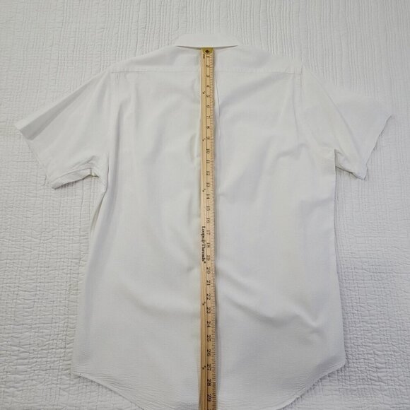 Ralph Lauren Men's M Short Sleeve Button Up Shirt White Textured Old Money EUC - Picture 12 of 14